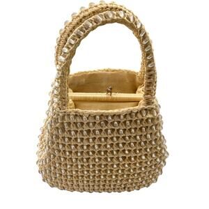 RARE Vintage Beaded Woven Handbag White Fall 50s-70s?